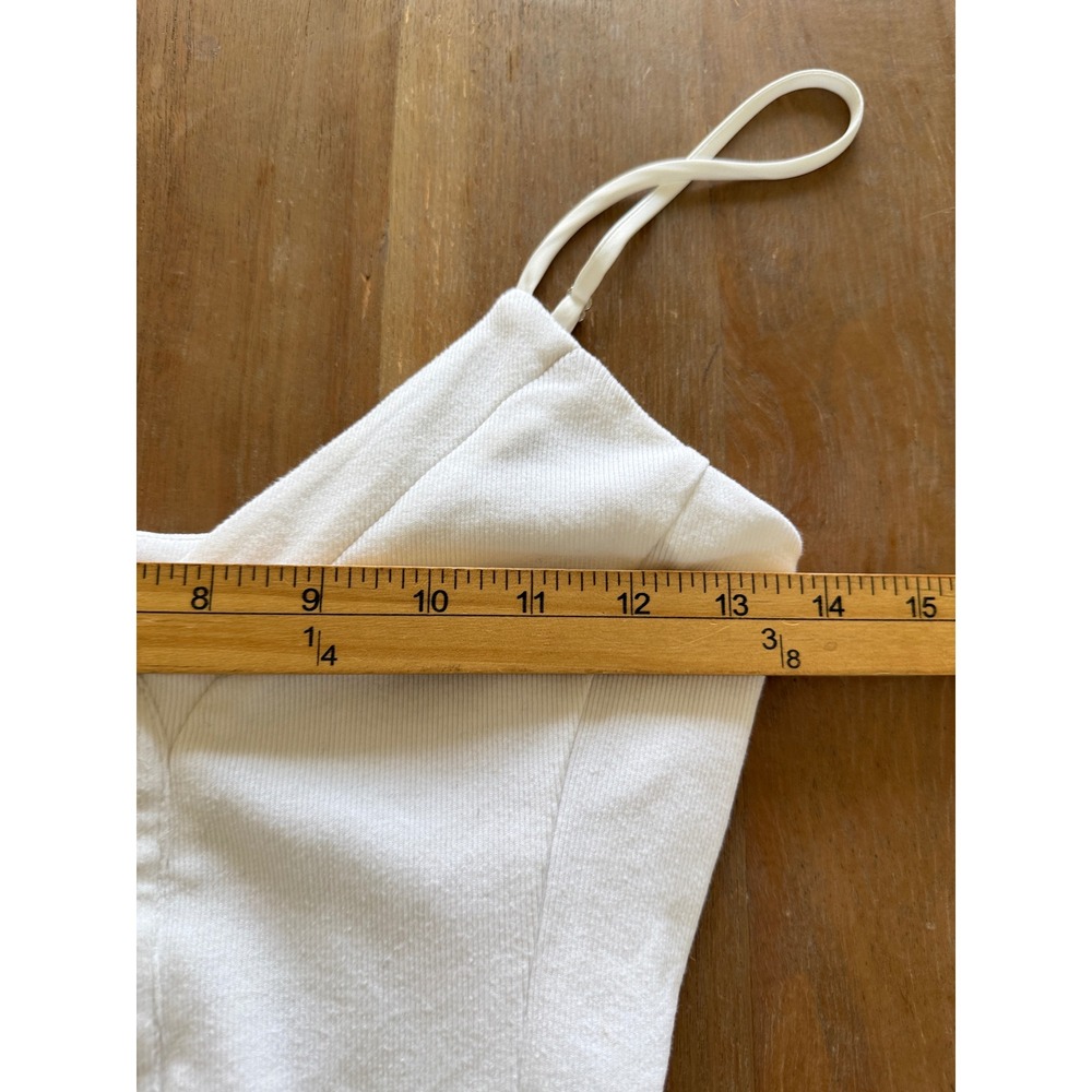 Fleur du Mal Fromt Snap Midi Dress Women Small White Ribbed Cotton Adjustable - Picture 11 of 15
